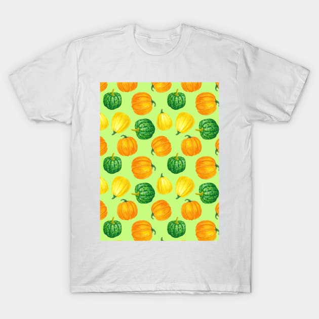 Pumpkins watercolor pattern 2 T-Shirt by katerinamk